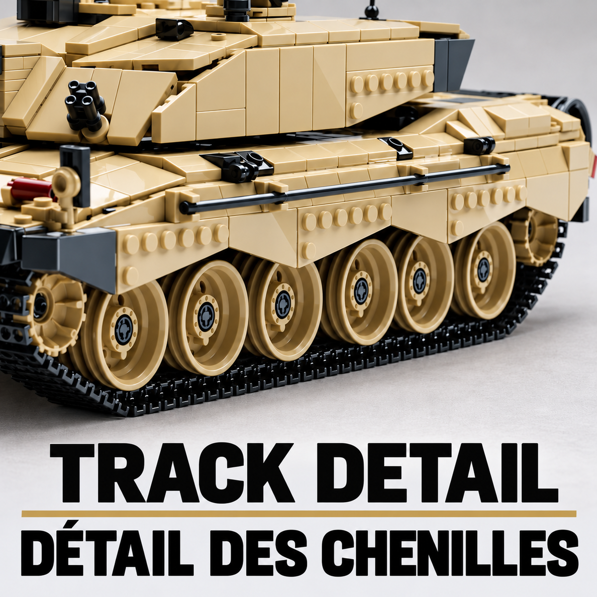 Desert Main Battle Tank Building Set for Adults - 1,761 Pieces, Removable Hatches with Detailed Interior, Display Model