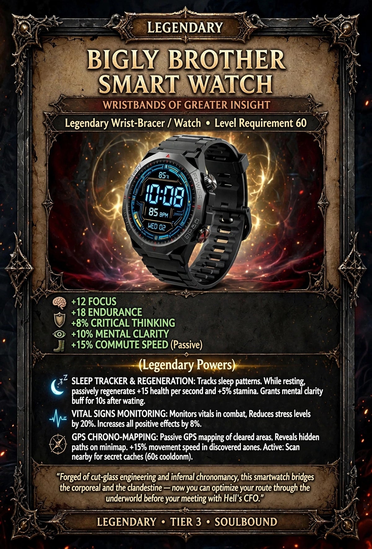 Bigly Brother Smart Watch — Wristbands of Greater Insight, equipped/lifestyle