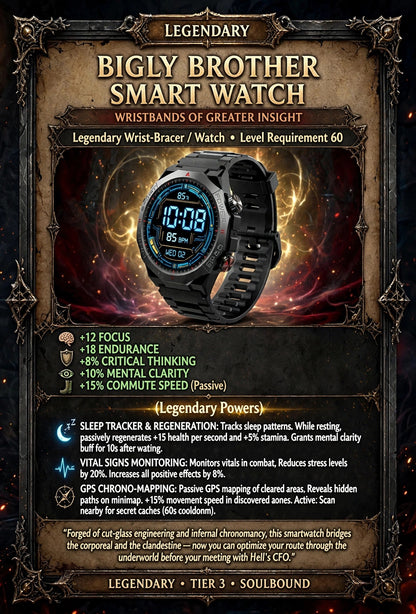 Bigly Brother Smart Watch — Wristbands of Greater Insight, equipped/lifestyle