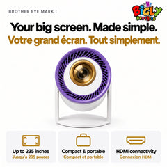 Brother Eye Mark I Portable Mini Projector – 400 ANSI Lumens, 4K USB Video Playback