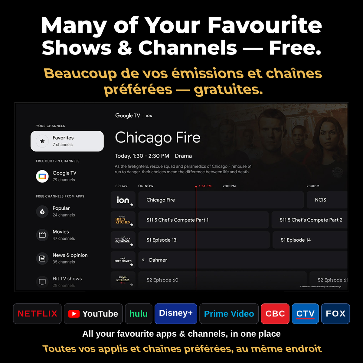 Mark III Elite — many of your favourite shows and channels free on the Google TV channel guide