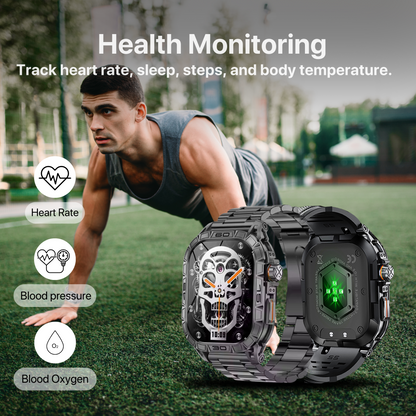 Bigly Brothers Men's Smart Watch – Blood Pressure, Heart Rate Monitor, Sleep Tracking, IP68 Waterproof Rugged, Call/Text Alerts
