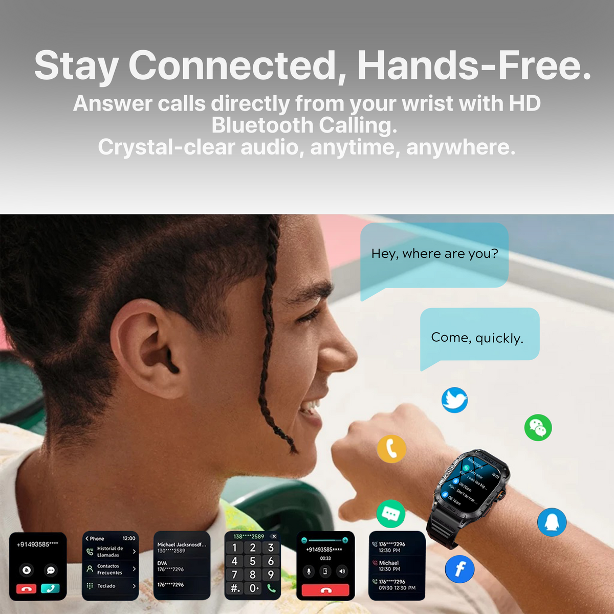 Bigly Brothers Men's Smart Watch – Blood Pressure, Heart Rate Monitor, Sleep Tracking, IP68 Waterproof Rugged, Call/Text Alerts