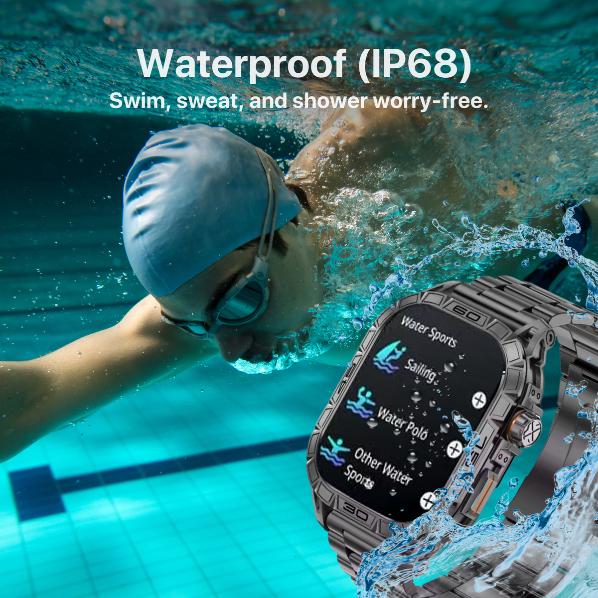 Bigly Brothers Men's Smart Watch – Blood Pressure, Heart Rate Monitor, Sleep Tracking, IP68 Waterproof Rugged, Call/Text Alerts