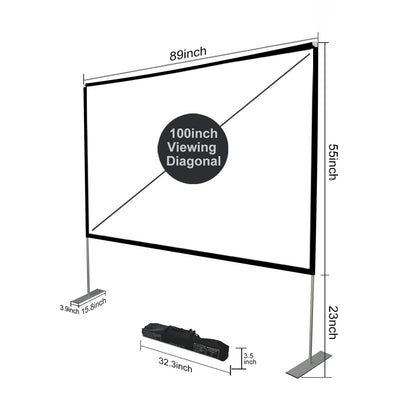 Projector Bundle - Projector Screen with Stand & Brother eye 4k Mini projector 300 lumens 2gb ram 16gb rom ultra fast , All in One Super Mini Projector