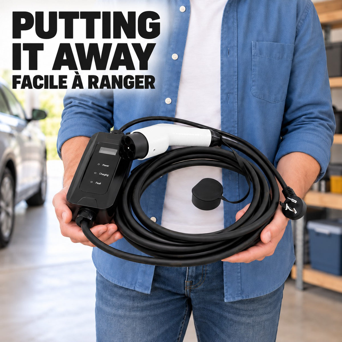 Bigly Brothers Edison Light Portable EV Charger — coils up neatly for storage and travel