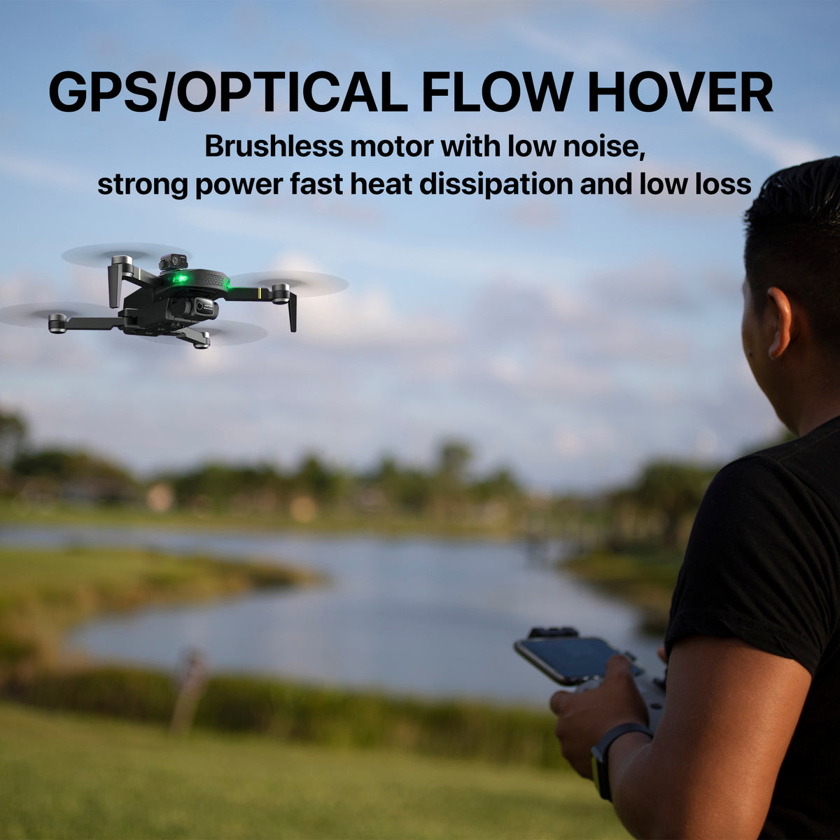 REFURBISHED: The Bigly Brothers Midnight Specter GPS Drone, 5 Directional Obstacle Avoidance, GPS Smart Return, 1km Range, Dual Camera 4k, Below 249 Grams, Carrying Case Included