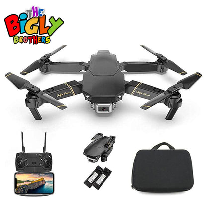 REFURBISHED: The Bigly Brothers E58 X Pro Lite: 2k HD Drone Camera Edition, Black FPV Drone with Camera and carrying Case plus an additional 1200mAh Battery. Up to 30 minutes of flight.